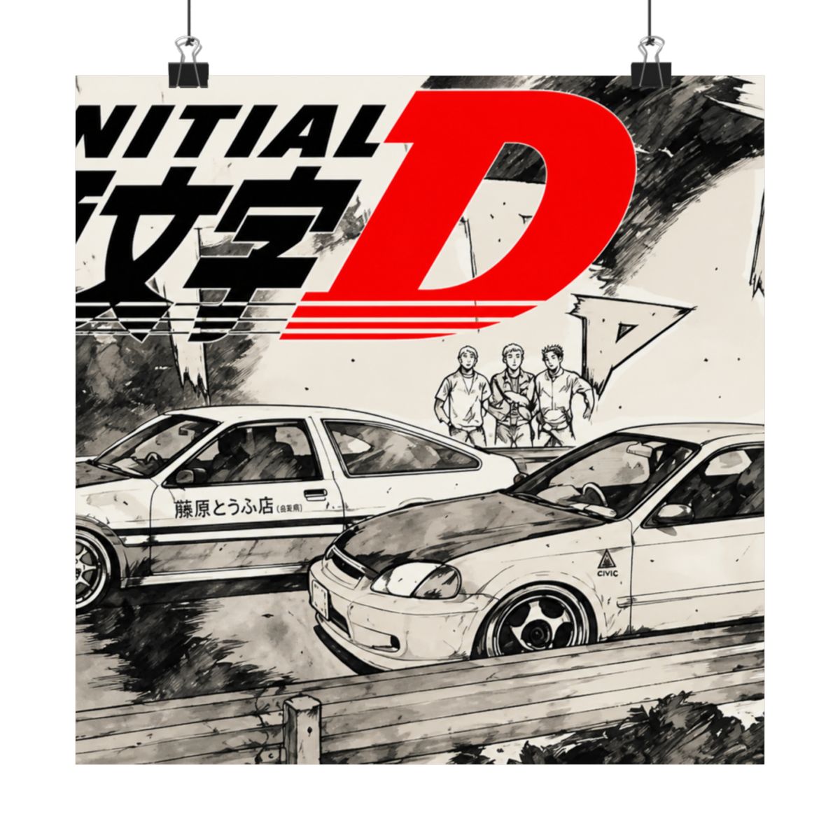 Thunwid Anime Initial D Poster Posters Art Print for Living Room Decor 12" x 18" Unframed - alternate angle 3, merchandise