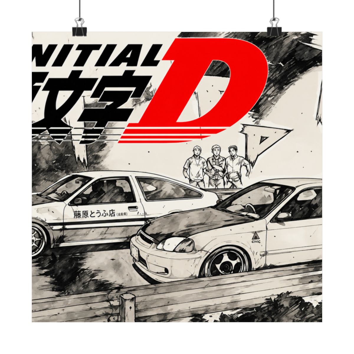Thunwid Anime Initial D Poster Posters Art Print for Living Room Decor 12" x 18" Unframed